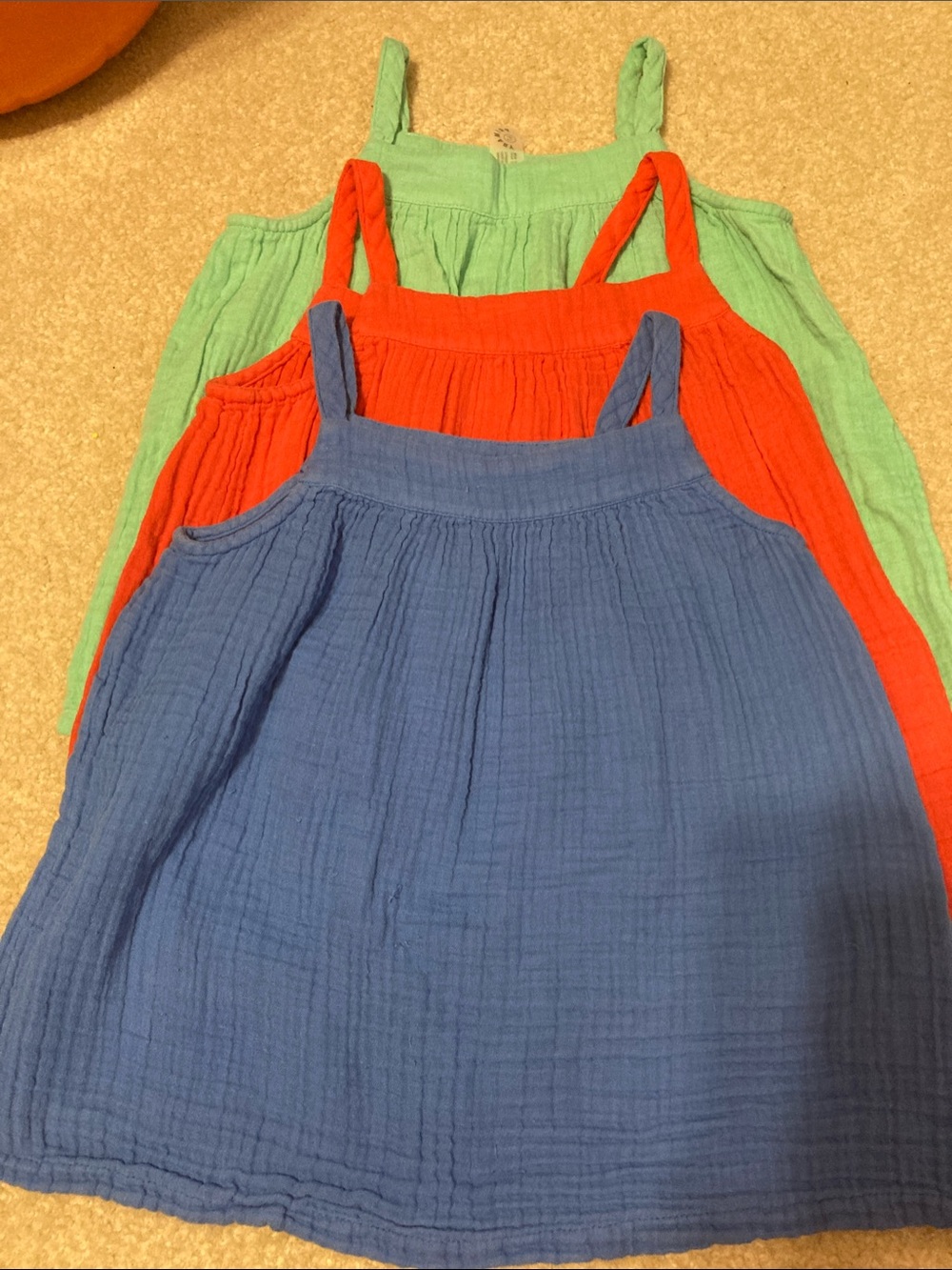 Primary Girls Tank Top Set in Blue, Red, Green